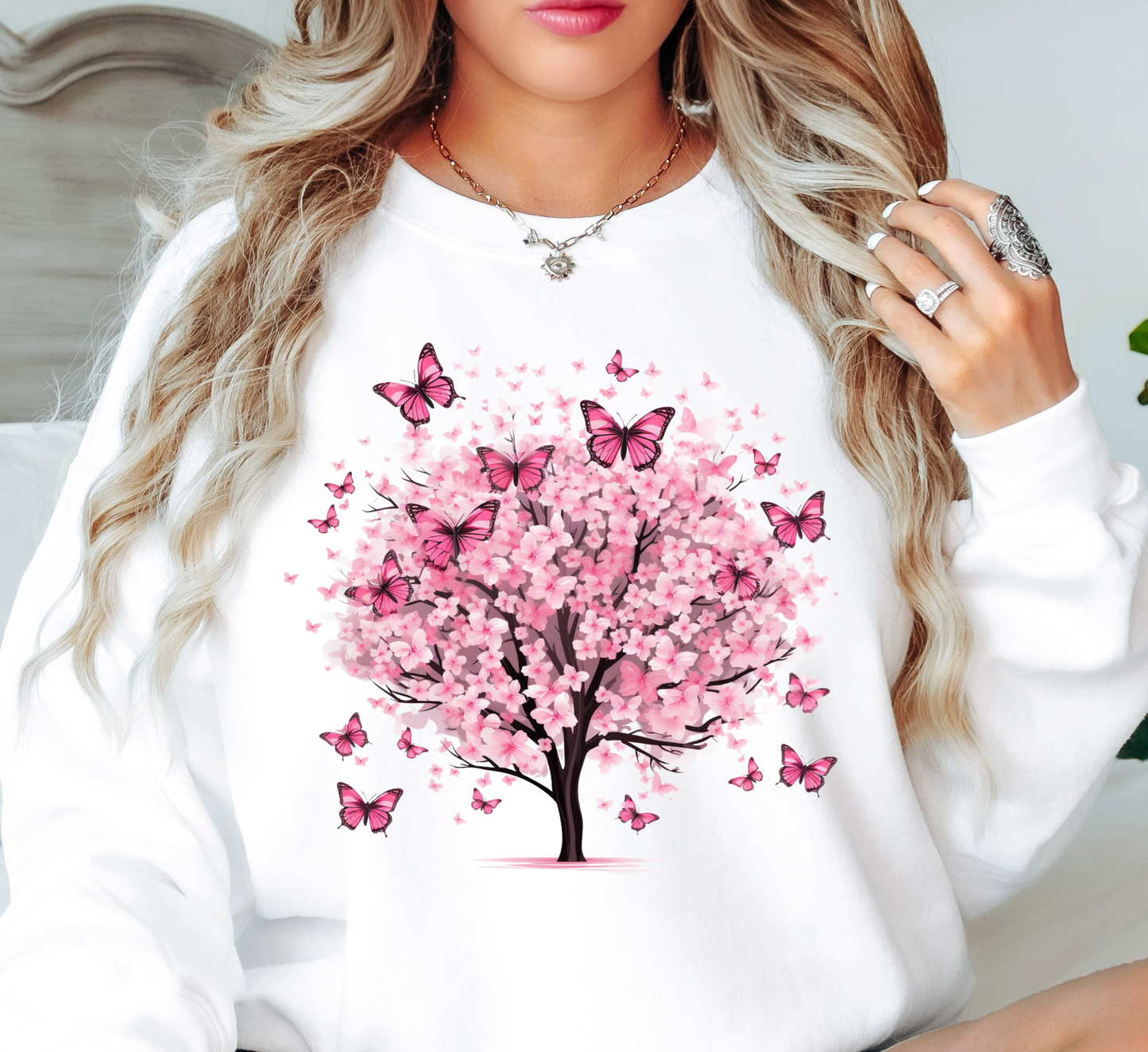 Cherry Blossom Butterflies Sweatshirt | Spring Fling Collection | Unique Gifts for Family Friends