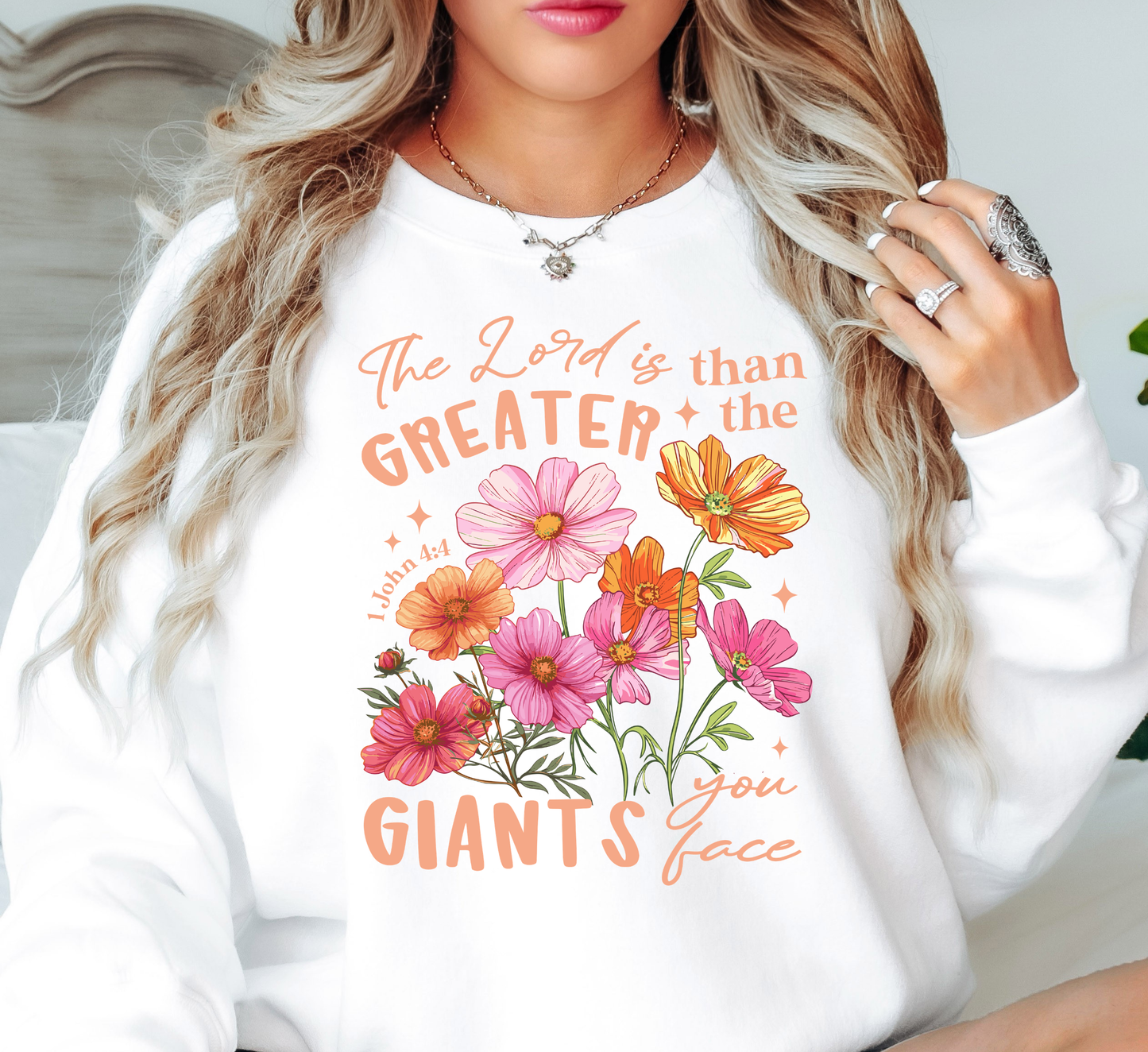 The Lord is Greater (1 John) Sweatshirt | Walk By Faith Collection | Unique Gifts for Family and Friends