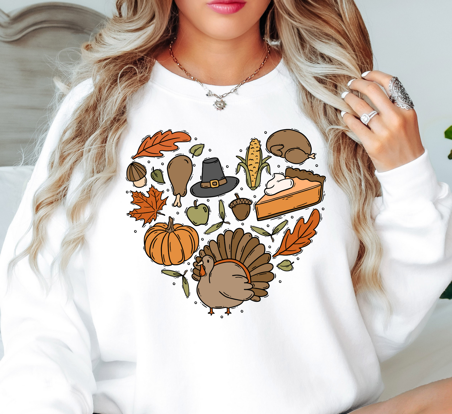 Thanksgiving Heart Doodles Sweatshirt | Harvest Joy Collection | Unique Gifts for Family Friends