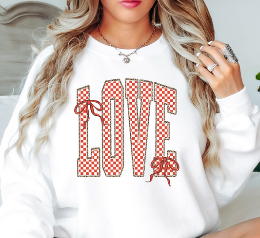 Retro Checkered Love Sweatshirt | XoXo Love Collection | Unique Gifts for Family Friends