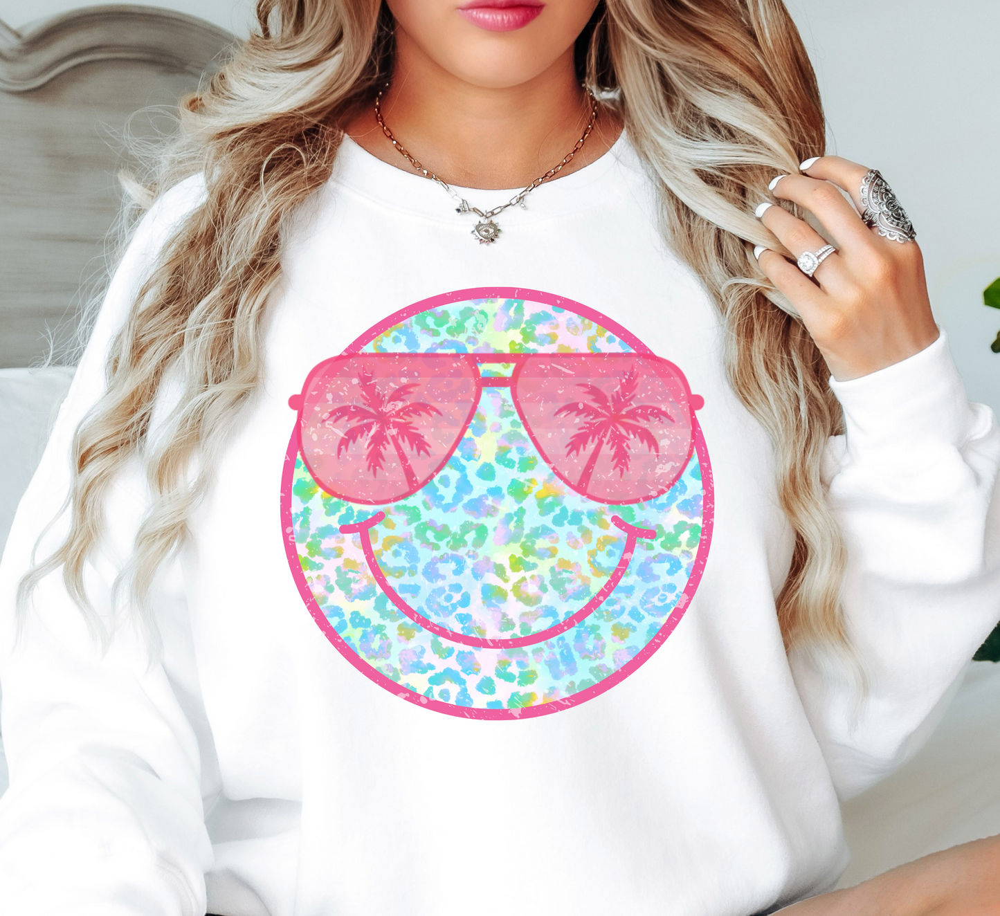 Leopard Beach Smiley Sweatshirt | Beach Breeze Collection | Unique Gifts for Family Friends