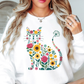 Floral Cat Outline Sweatshirt | Pawsitive Vibes Collection | Unique Gifts for Family and Friends