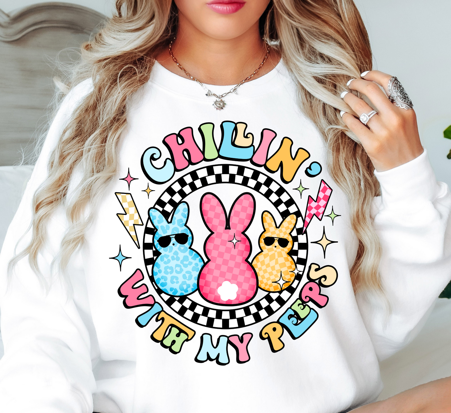 Chillin With My Peeps Sweatshirt | Hoppin' Into Spring Collection | Unique Gifts for Family Friends