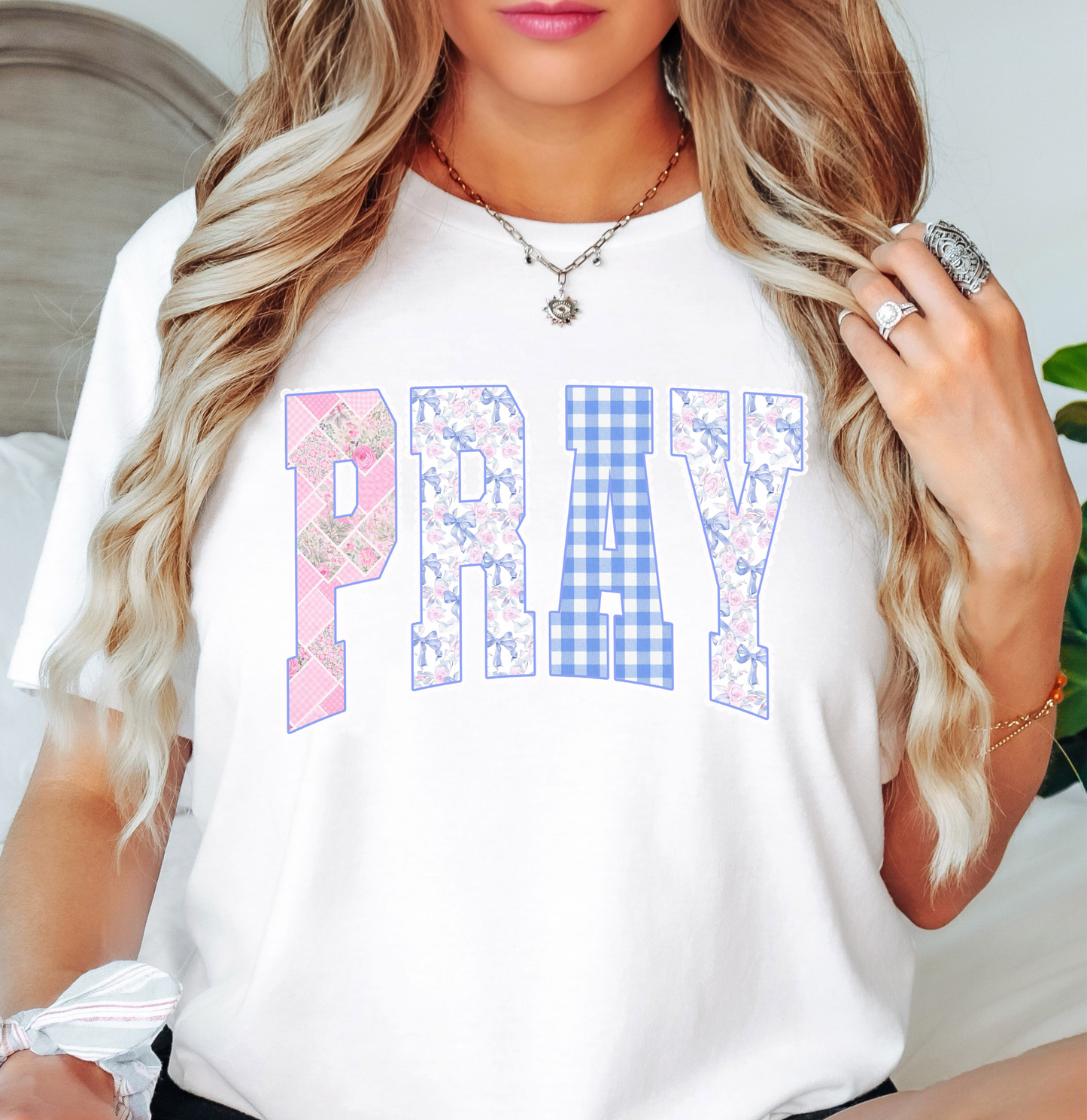 Pray Preppy Coquette Tee | Walk By Faith Collection | Unisex Pre-Shrunk T-Shirt