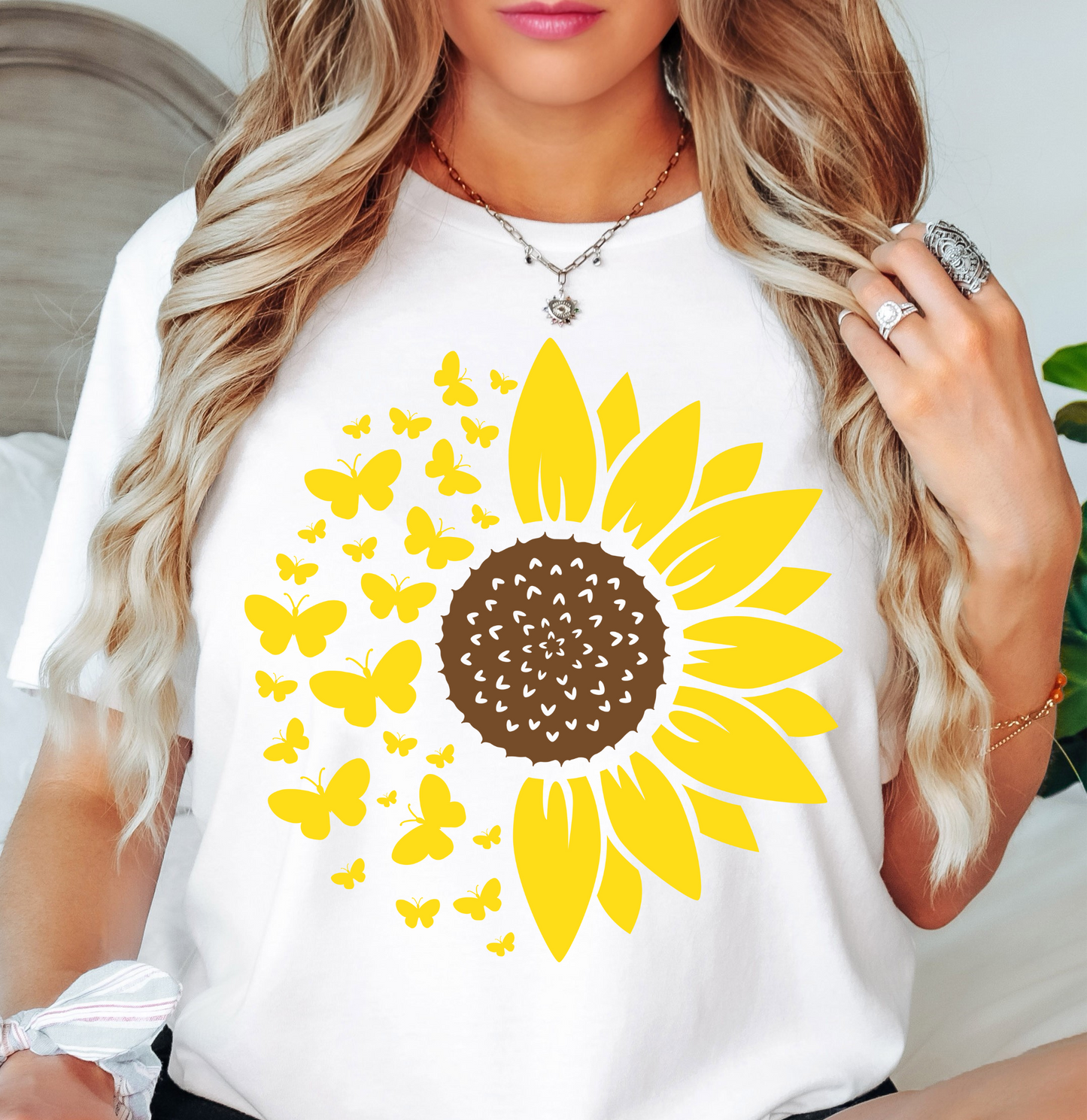 Sunflowers and Butterflies Tee | Hoppin' Into Spring Collection | Unisex Pre-Shrunk T-Shirt