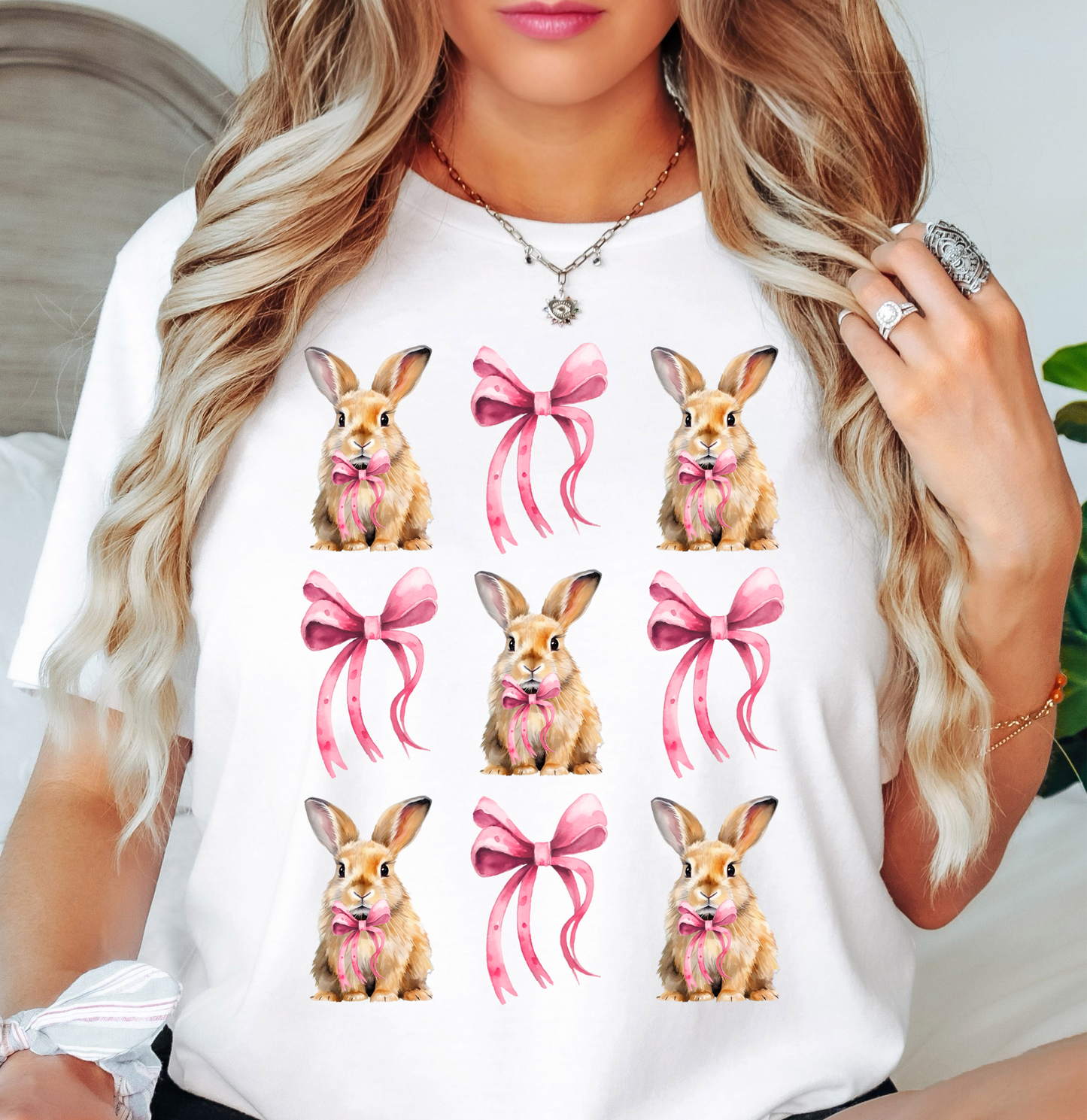 Coquette Bow and Bunnies Tee | Hoppin' Into Spring Collection | Unisex Pre-Shrunk T-Shirt