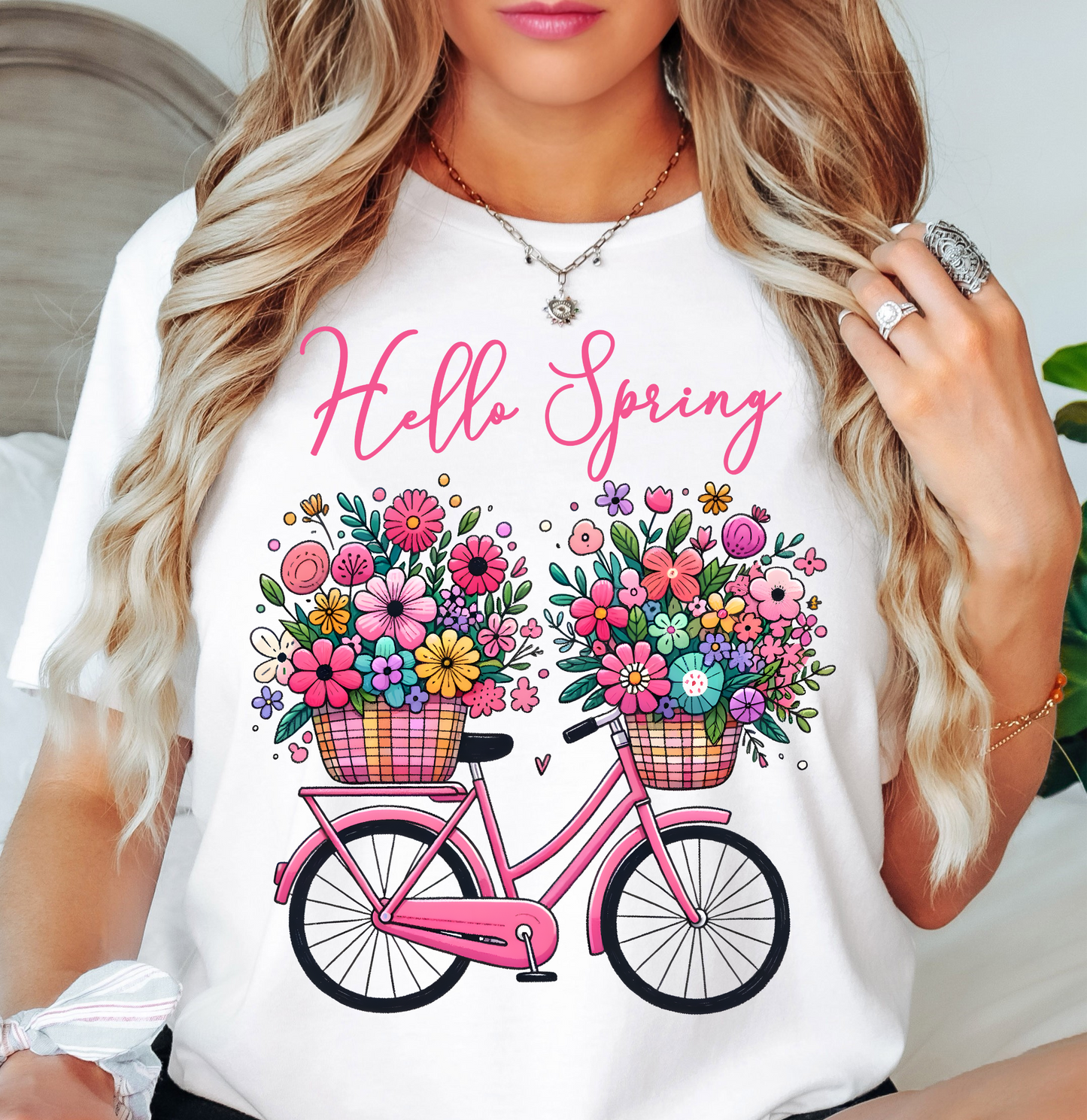 Hello Spring Bicycle Tee | Spring Fling Collection | Unisex Pre-Shrunk T-Shirt