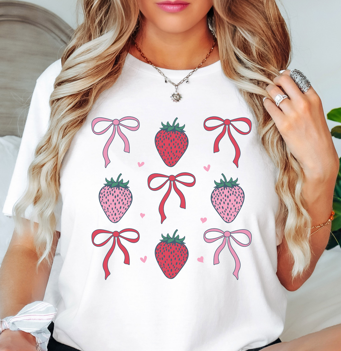 Strawberry and Bows Tee | Groovy Vibes Collection | Unisex Pre-Shrunk T-Shirt