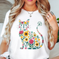 Floral Cat Outline Tee | Pawsitive Vibes Collection | Unisex Pre-Shrunk T-Shirt
