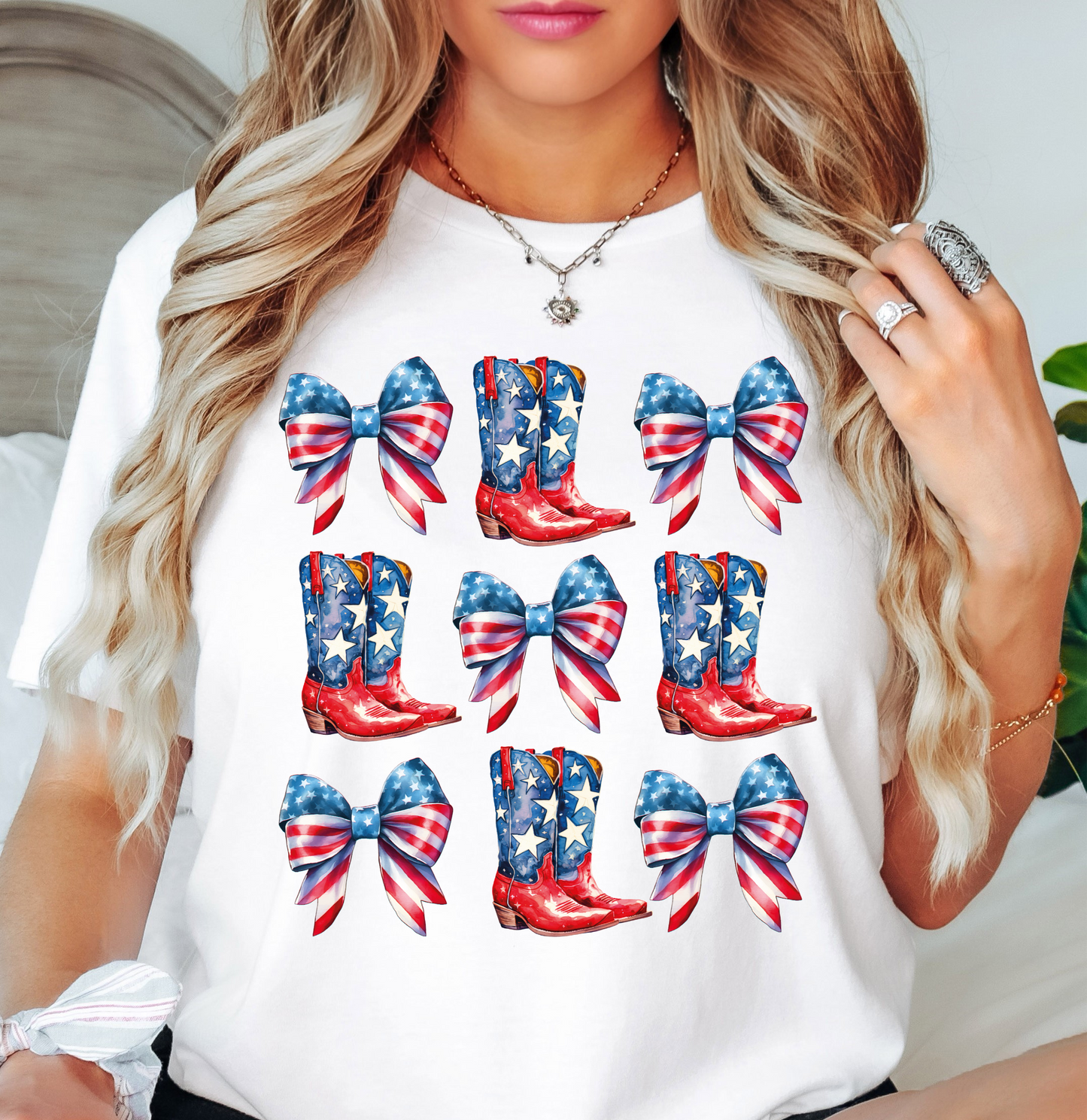 Coquette and Boots Tee | Stars and Stripes Collection | Unisex Pre-Shrunk T-Shirt