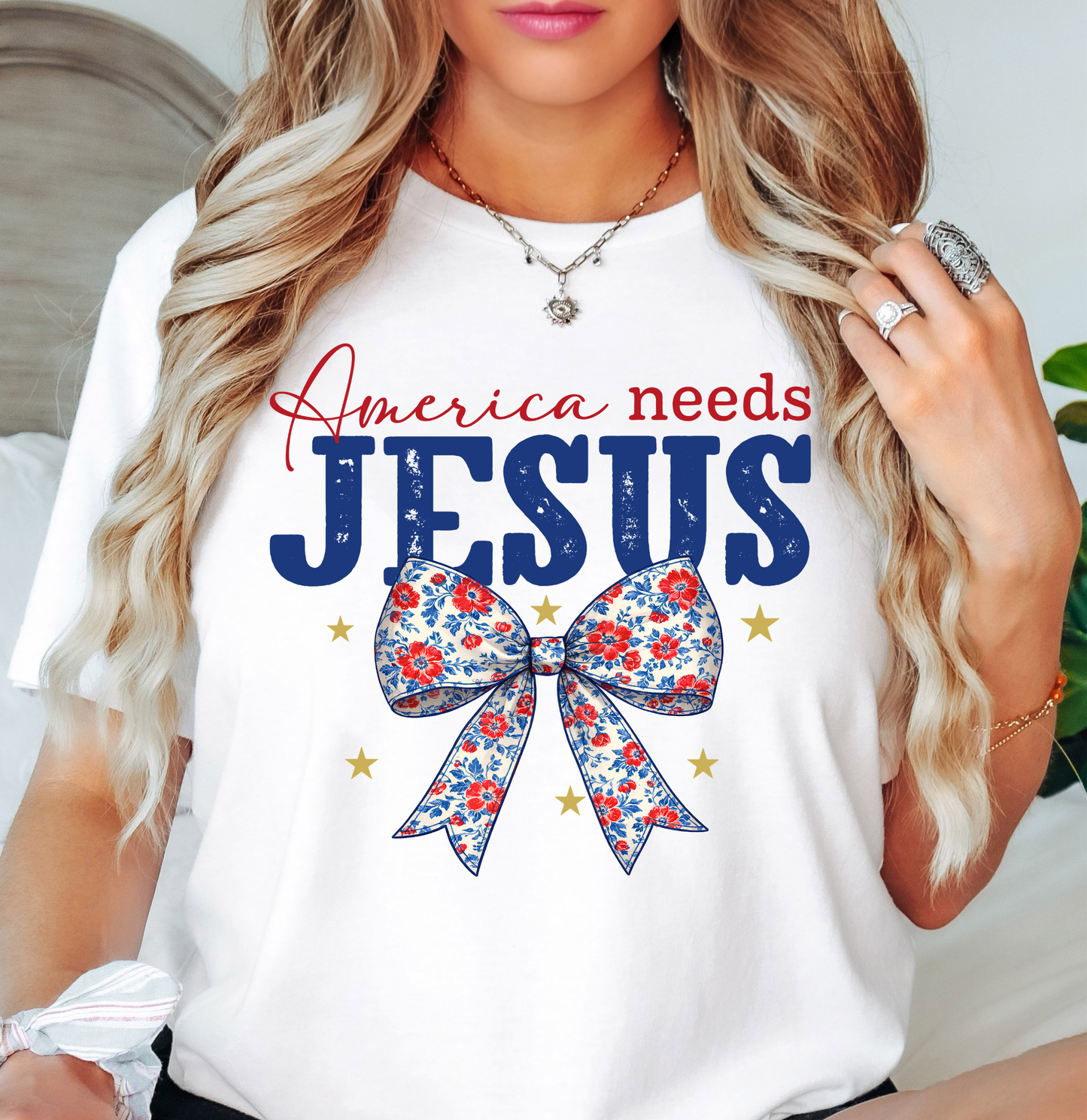 America Needs Jesus Tee | Stars and Stripes Collection | Unisex Pre-Shrunk T-Shirt