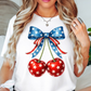 Cherry Cute Bow Tee | Stars and Stripes Collection | Unisex Pre-Shrunk T-Shirt