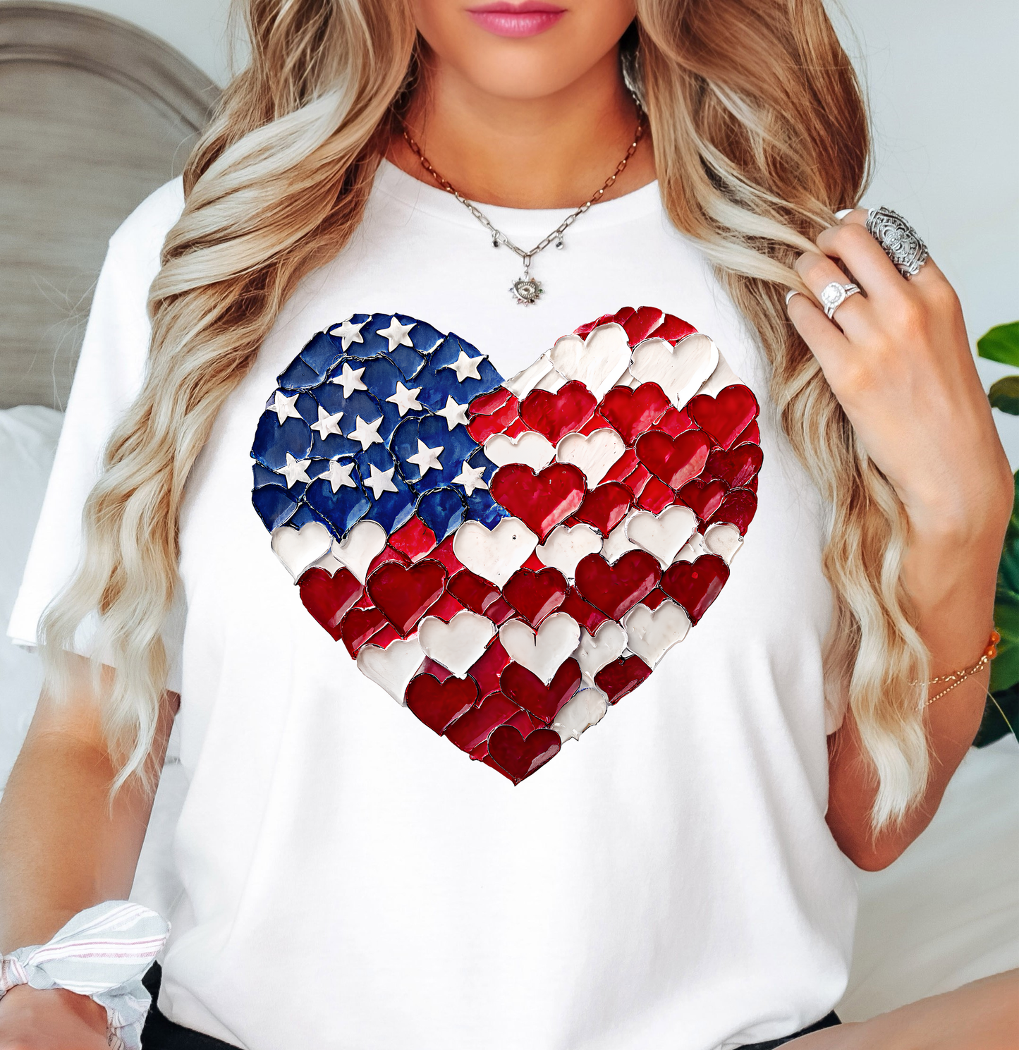 USA Heart Brushstrokes Tee | Stars and Stripes Collection | Unisex Pre-Shrunk T-Shirt